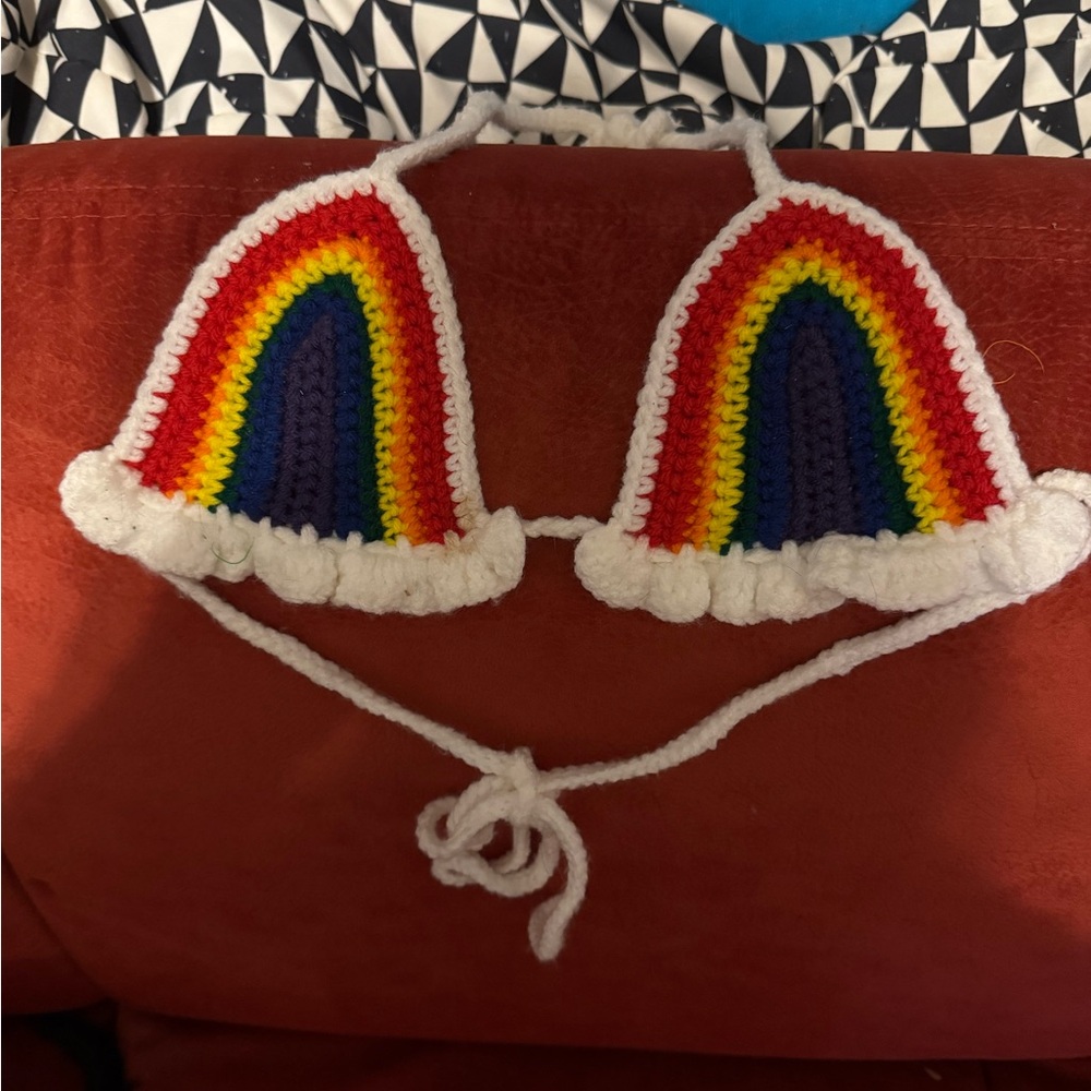 Medium Handmade rainbow festival top